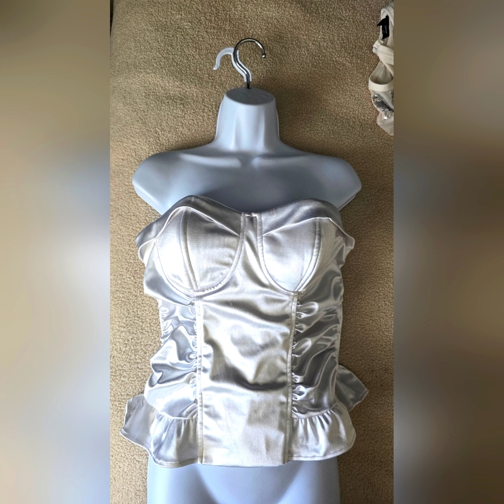 PINK Victoria's Secret White Bustier Top Size Large